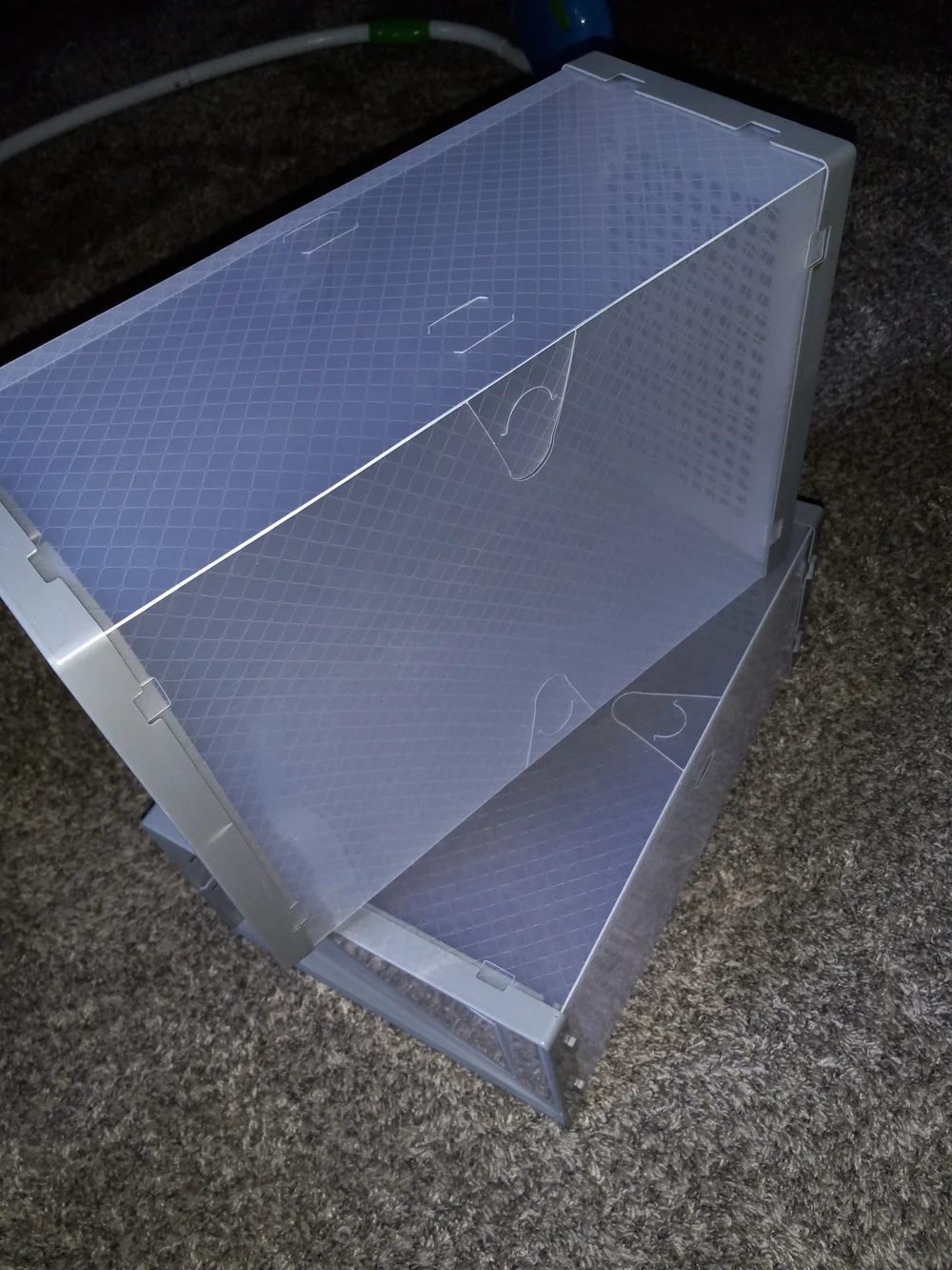 Clear Stackable Shoe Storage Drawer - White Trim, Transparent Body